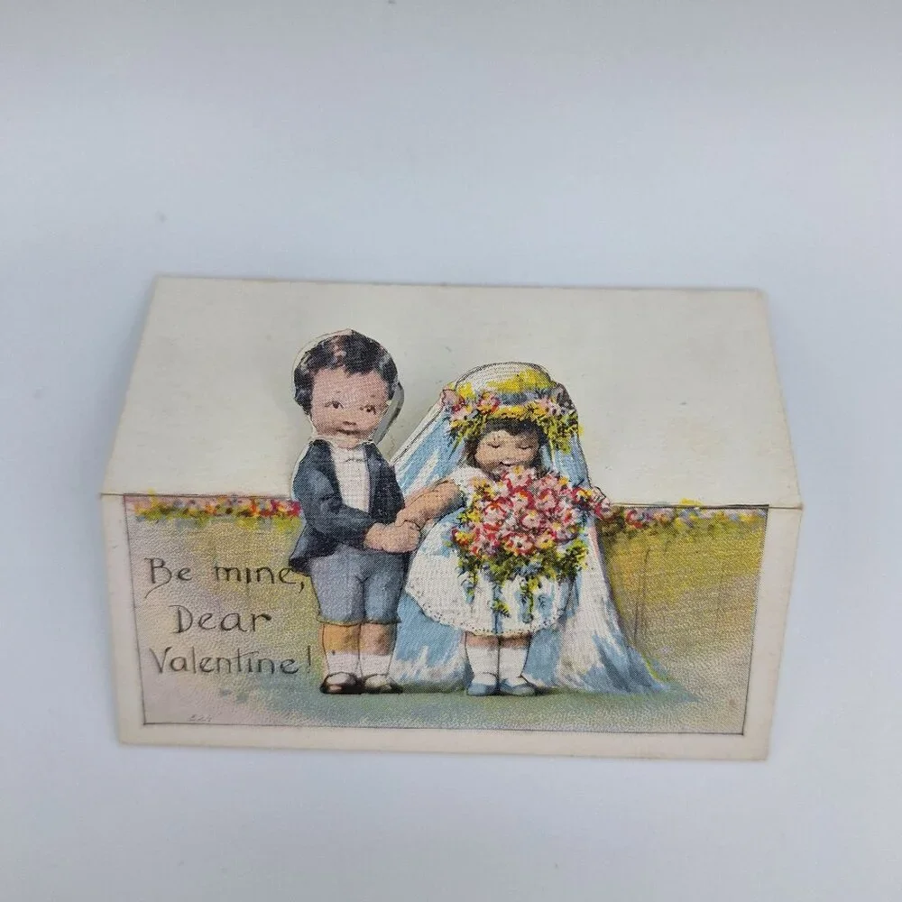 Vintage‎ Valentine Cutout Card Wedding Scene Small Paper Tiny Ephemera Journal